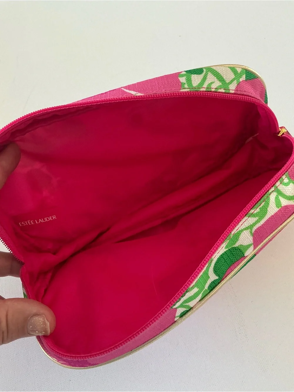 Lilly Pulitzer for Estée Lauder Pink Floral Cosmetic Makeup Travel Bag